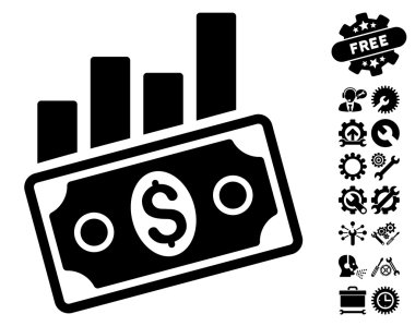 Satış Çubuğu Grafik Araçlar Bonus ile Düz Vektör Simgesi