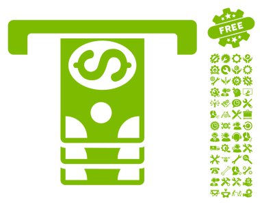 Banknotlar Araçlar Bonus ile Düz Vektör Simgesi Çekme