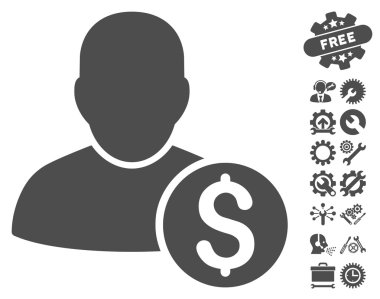 Araçlar Bonus ile İşadamı Düz Vektör Simgesi