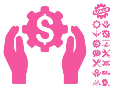 Araçlar Bonus ile Bankacılık Bakım Eller Düz Vektör Simgesi