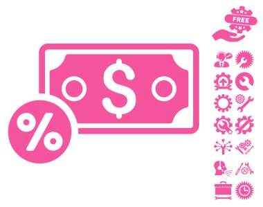 Araçlar Bonus ile Banknot Yüzde Düz Vektör Simgesi