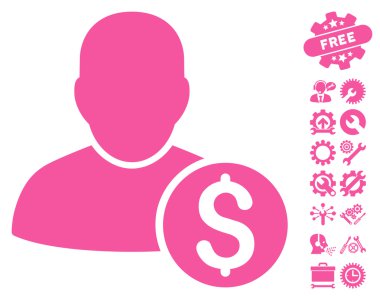 Araçlar Bonus ile İşadamı Düz Vektör Simgesi