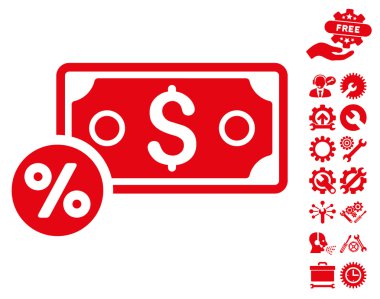 Araçlar Bonus ile Banknot Yüzde Düz Vektör Simgesi
