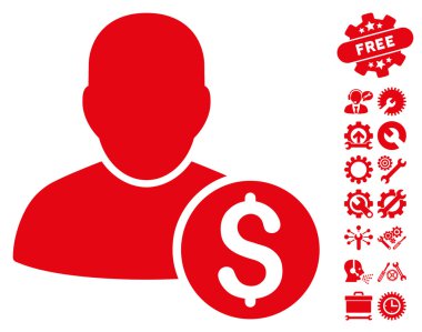 Araçlar Bonus ile İşadamı Düz Vektör Simgesi