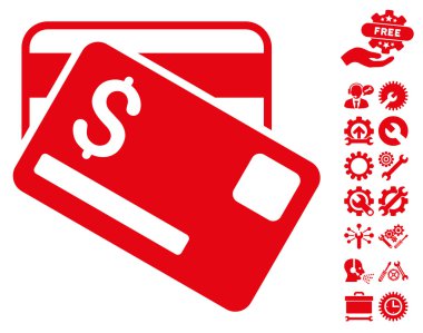Kredi Kartları Araçlar Bonus ile Düz Vektör Simgesi