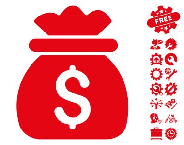 Araçlar Bonus ile Para Çantası Düz Vektör Simgesi