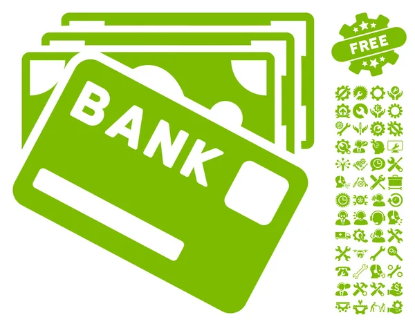 Kredit Geld flache Vektor-Symbol mit Werkzeugen Bonus — Stockvektor