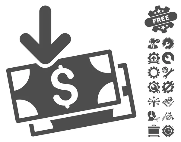 Pobierz banknoty płaska ikona wektora z narzędziami bonus — Wektor stockowy