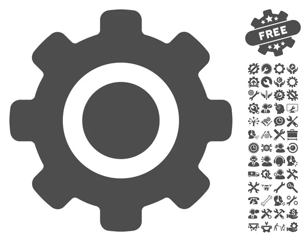 Значок Gear Flat Vector с бонусом "Инструменты" — стоковый вектор