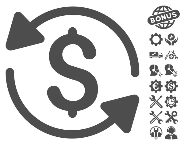 Icono de Vector plano de volumen de negocios con herramientas de bonificación — Vector de stock