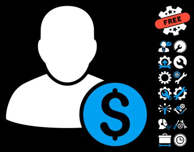 Araçlar Bonus ile İşadamı Düz Vektör Simgesi