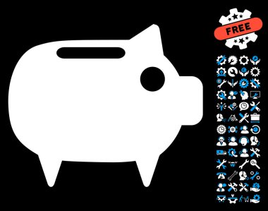 Piggy Bank Düz Vektör Simgesi Araçları Bonus ile