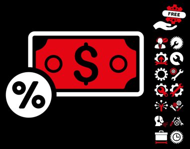 Araçlar Bonus ile Banknot Yüzde Düz Vektör Simgesi