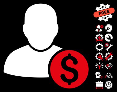 Araçlar Bonus ile İşadamı Düz Vektör Simgesi