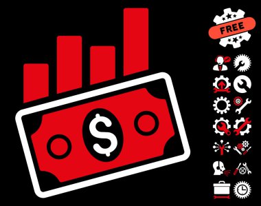 Satış Çubuğu Grafik Araçlar Bonus ile Düz Vektör Simgesi