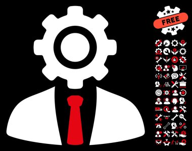 Worker Flat Vector Icon With Tools Bonus