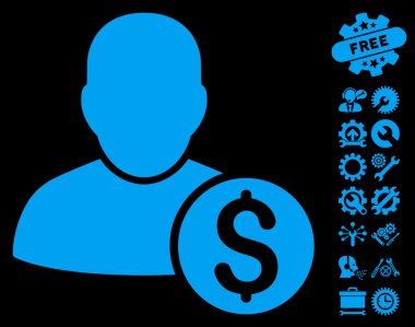 Araçlar Bonus ile İşadamı Düz Vektör Simgesi