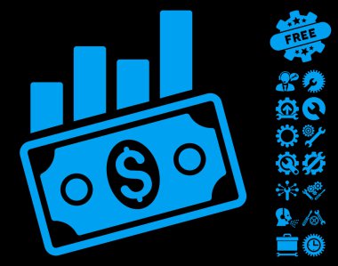 Satış Çubuğu Grafik Araçlar Bonus ile Düz Vektör Simgesi