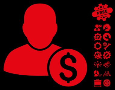 Araçlar Bonus ile İşadamı Düz Vektör Simgesi