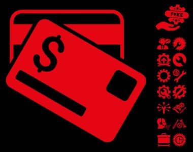 Kredi Kartları Araçlar Bonus ile Düz Vektör Simgesi