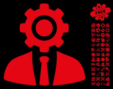 Worker Flat Vector Icon With Tools Bonus