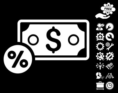 Araçlar Bonus ile Banknot Yüzde Düz Vektör Simgesi