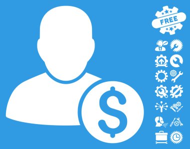 Araçlar Bonus ile İşadamı Düz Vektör Simgesi