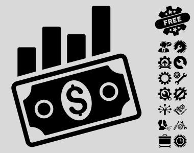 Satış Çubuğu Grafik Araçlar Bonus ile Düz Vektör Simgesi