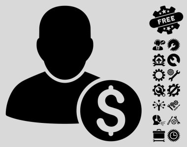 Araçlar Bonus ile İşadamı Düz Vektör Simgesi