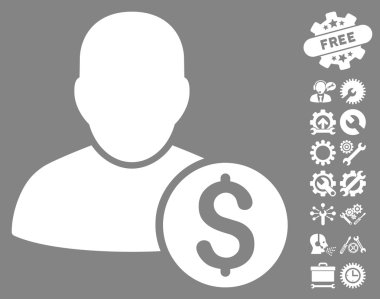 Araçlar Bonus ile İşadamı Düz Vektör Simgesi