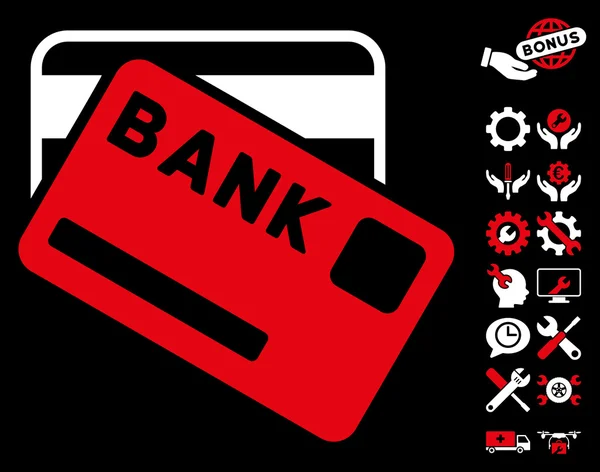 Icône de vecteur plat de cartes bancaires avec le boni d'outils — Image vectorielle