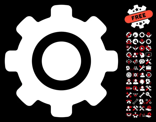 Значок Gear Flat Vector с бонусом "Инструменты" — стоковый вектор