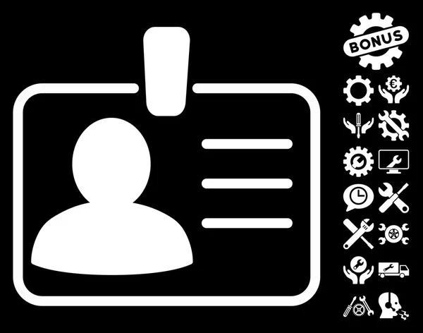 Ícone de vetor plano de emblema pessoal com bônus de ferramentas — Vetor de Stock