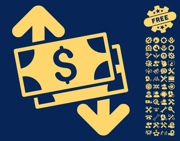 Banknoty wydatków płaskie ikona wektor z narzędziami bonus — Wektor stockowy