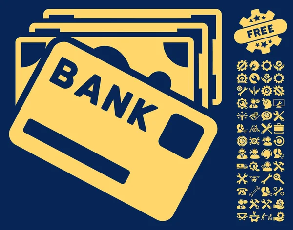 Kredit Geld flache Vektor-Symbol mit Werkzeugen Bonus — Stockvektor