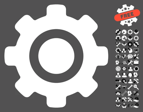 Значок Gear Flat Vector с бонусом "Инструменты" — стоковый вектор