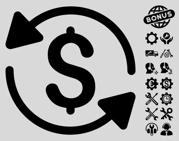 Geld omzet plat vector pictogram met extra bonus — Stockvector