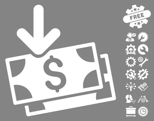 Pobierz banknoty płaska ikona wektora z narzędziami bonus — Wektor stockowy