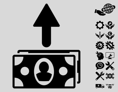 Harcama Banknotlar Düz Vektör Simgesi Araçları Bonus ile