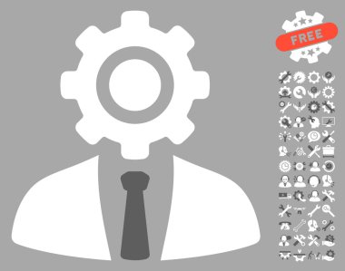 Worker Flat Vector Icon With Tools Bonus