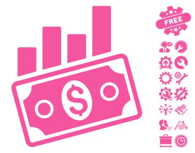 Satış Çubuğu Grafik Araçlar Bonus ile Düz Vektör Simgesi