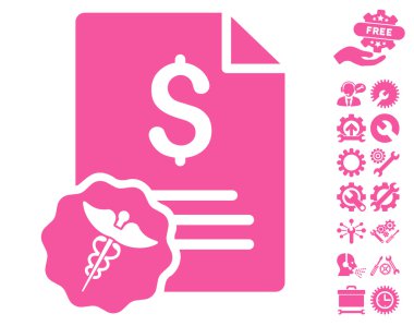 Araçlar Bonus ile Tıbbi Fatura Düz Vektör Simgesi