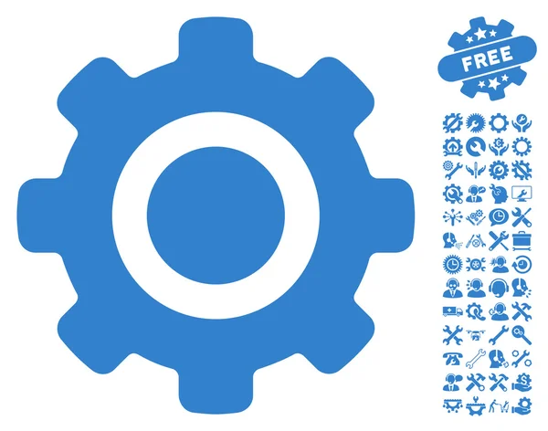 Icono del vector plano del engranaje con la prima de las herramientas — Vector de stock