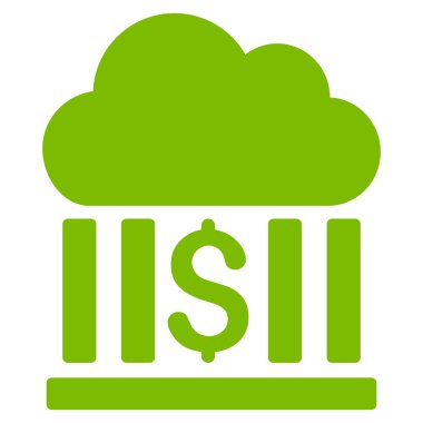 Bulut banka düz glif simgesi