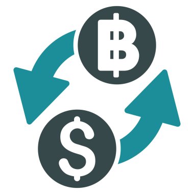 Doları Baht Exchange düz glif simgesi