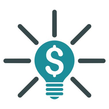 İş fikri ampul düz glif simgesi