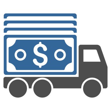 Para kamyon düz glif simgesi