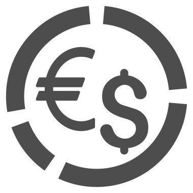 Para birimi diyagramı düz glif simgesi