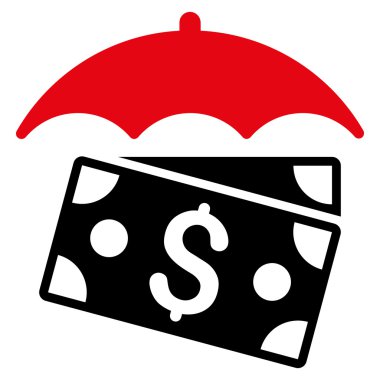 Banknot şemsiye düz glif simgesi