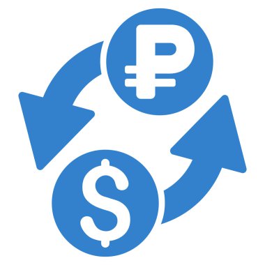 Doları Rublesi döviz düz glif simgesi